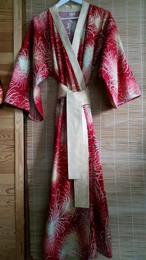 Damen-Kimono, rot-creme