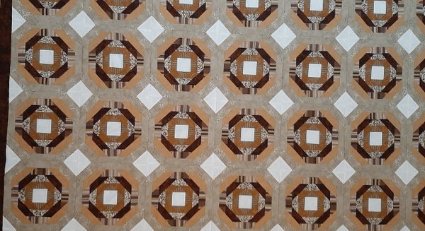 Quilt-Decke "Pineapple", beige/braun aus 9 verschieden Stoffen
